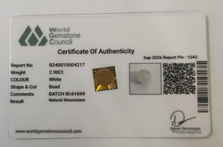 Moonstone lab certificate 14