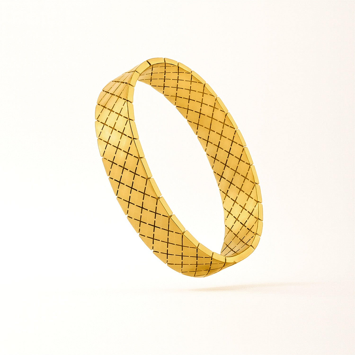 Nivara 18K Gold Quilt Statement Kada Bracelet