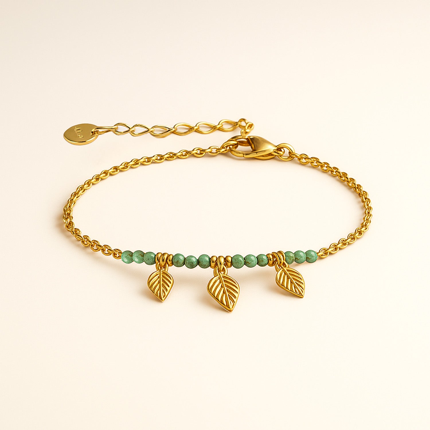 Oriana Minimal Leaf Drop Gold Natural Stone Bracelet Turquoise stone
