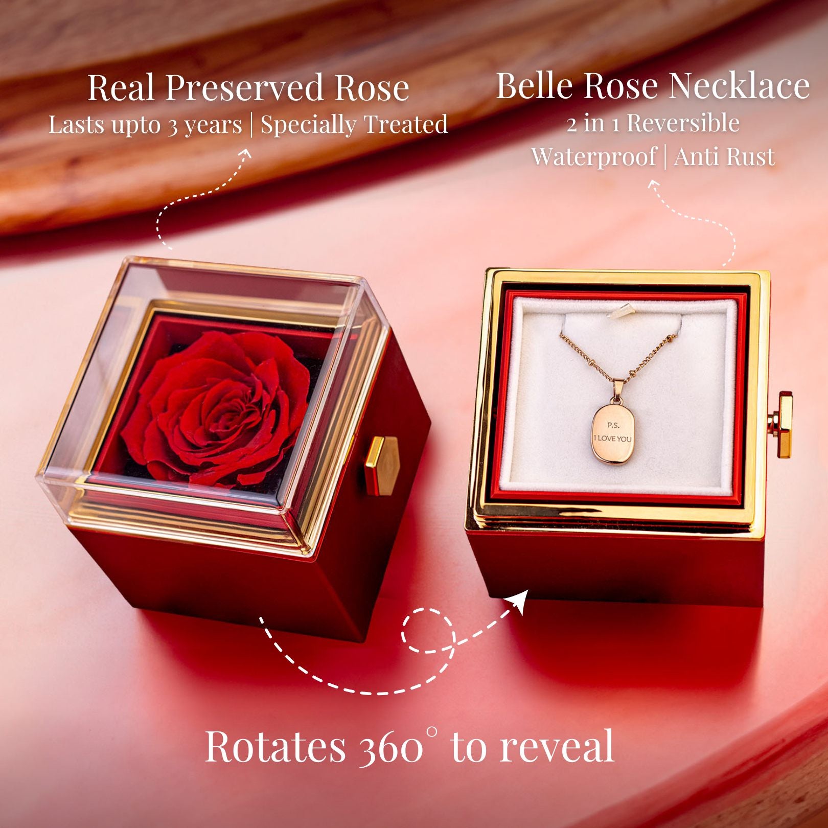 P.S I Love You Reversible Rose Necklace