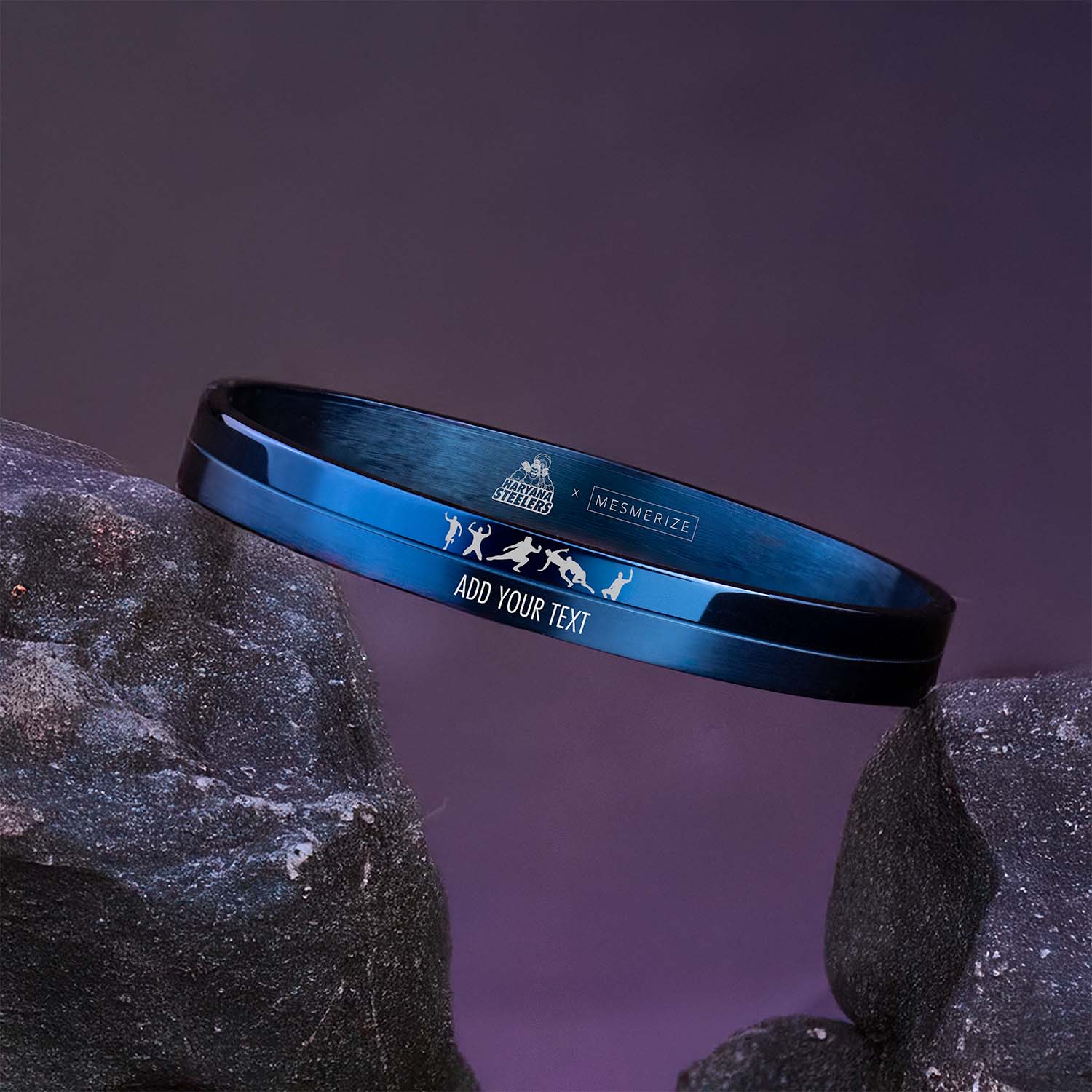 Personalised Kadaddi Moves Dual Finish Kada Bracelet Blue