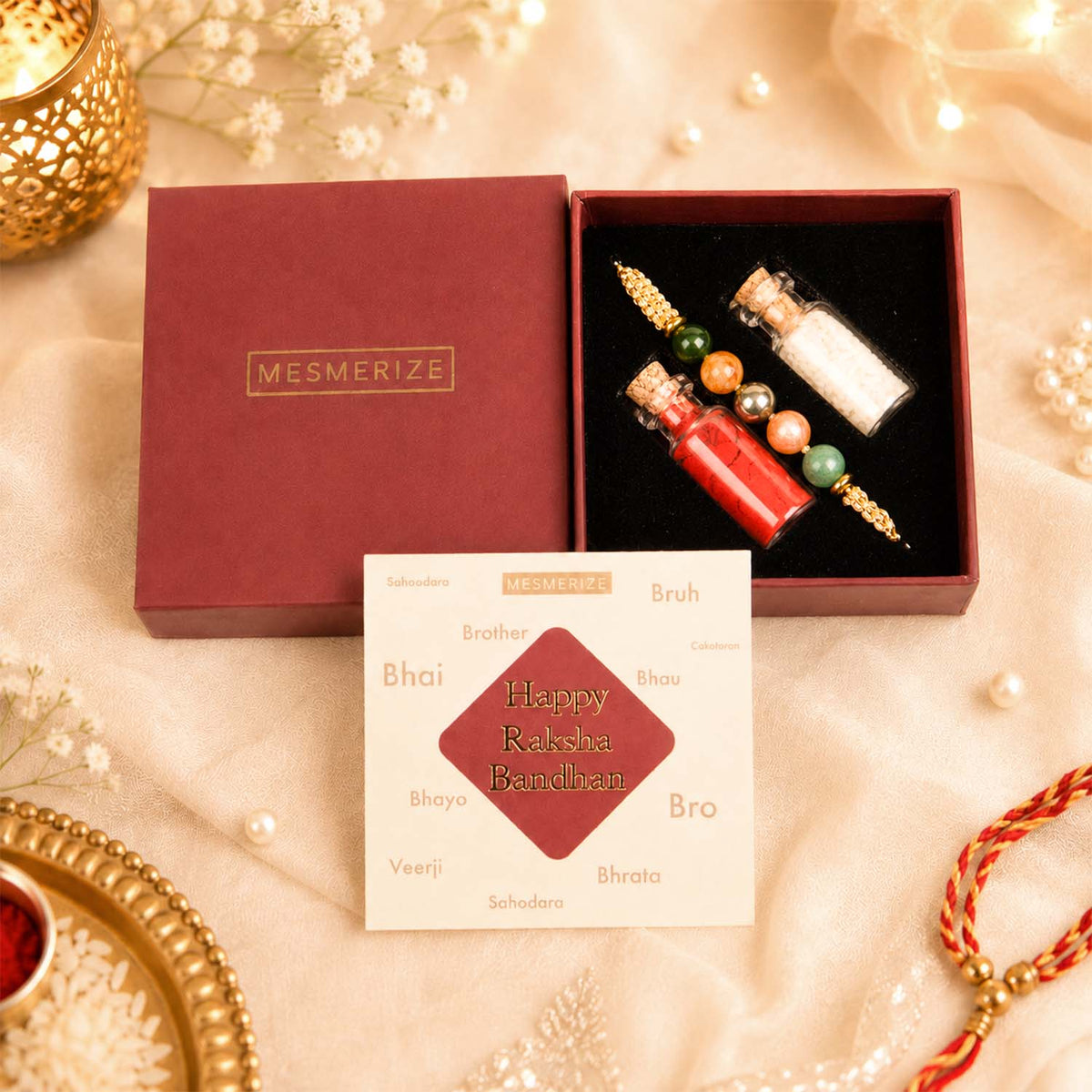 Power Rajyog Natural Stone Rakhi Hamper