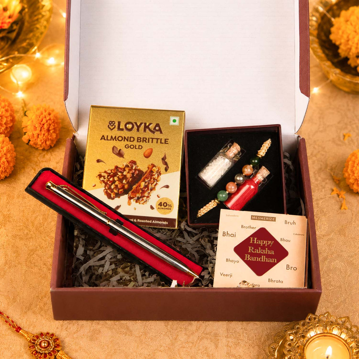 Power Rajyog Natural Stone Rakhi Hamper