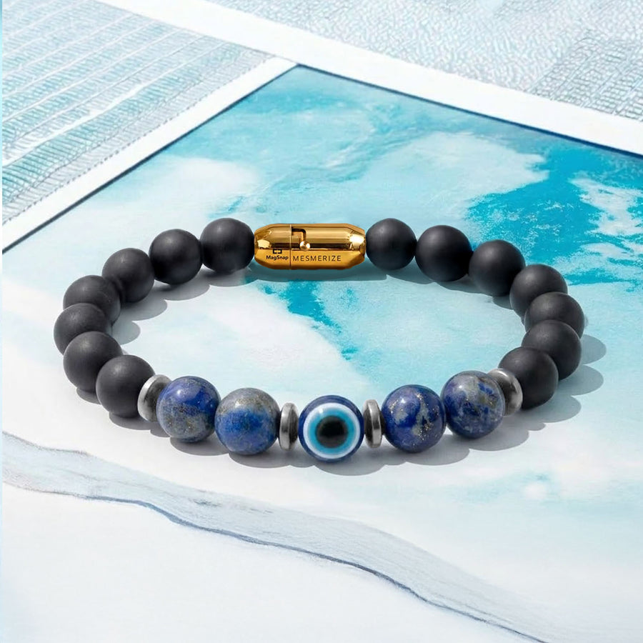 Protective Lapis Lazuli Evil Eye Natural Stone Bracelet with MagSnap 4