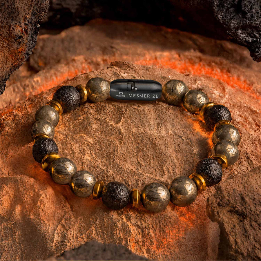 Sacred Growth Pyrite & Saffordite Natural Stone Bracelet With MagSnap 4