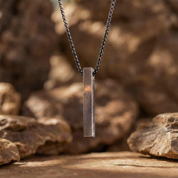 Money Magnet Pyrite Natural Stone Bar Necklace