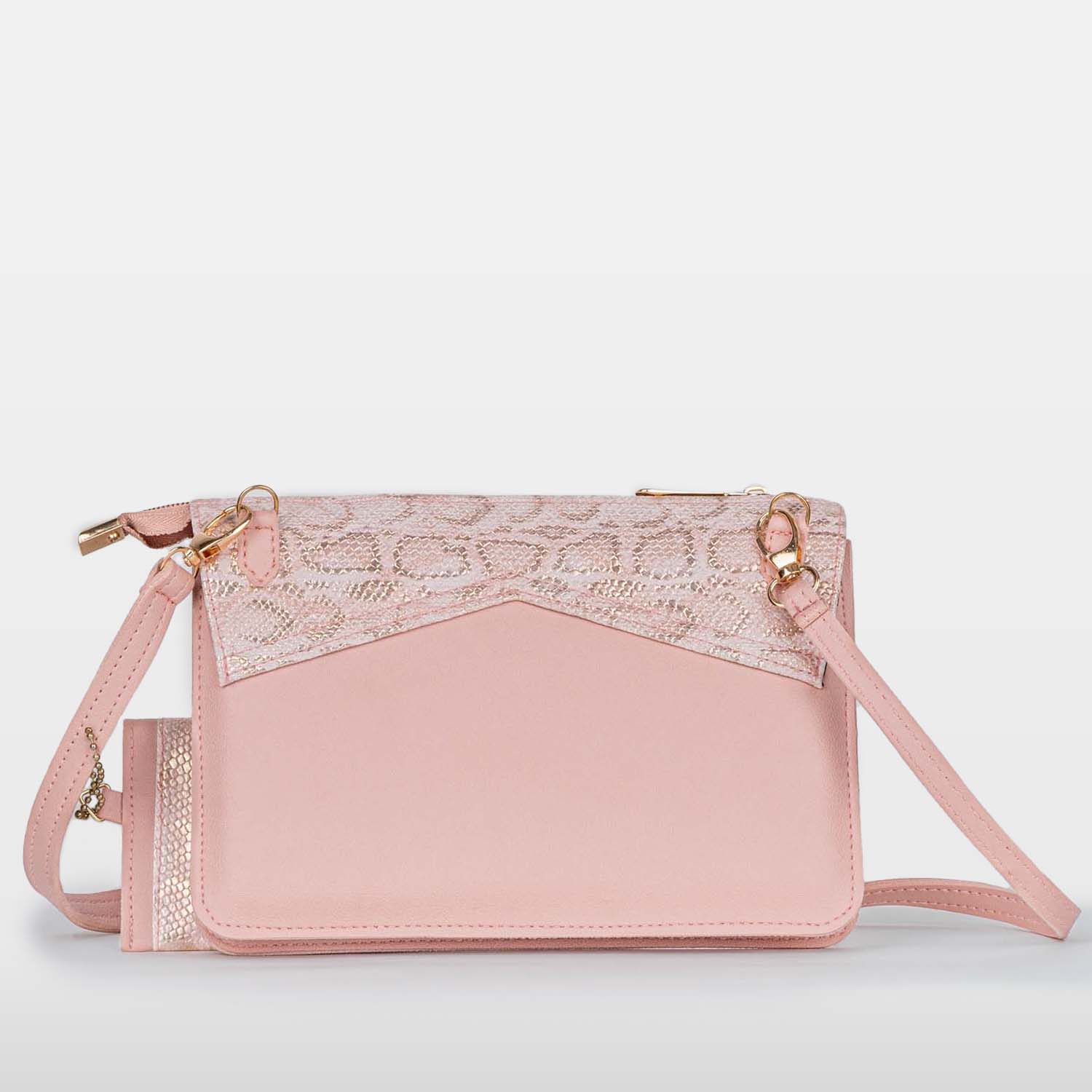 Quartz Pink Zippered Sling Bag (With Coin Pouch)