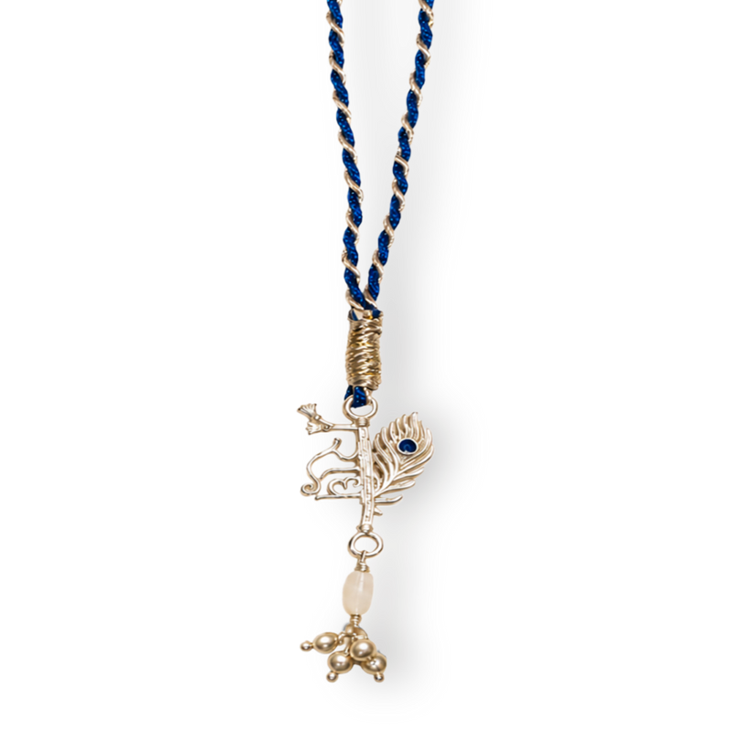 Radha Krishna Pure Silver Plated Lumba Rakhi
