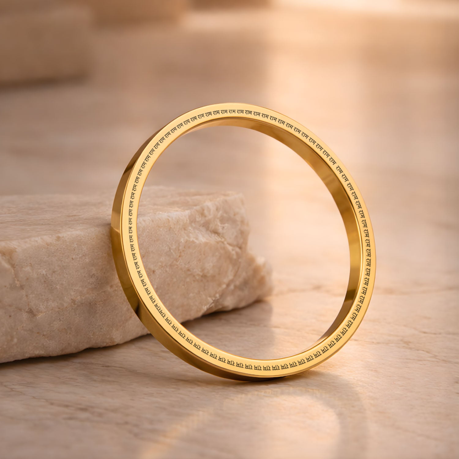 Ram MicroCarved Classic Round Kada Gold