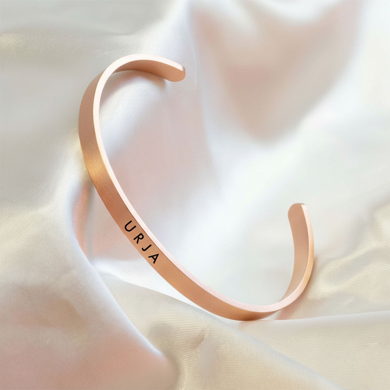 Matte Cuff Adjustable Bracelet Rose Gold Personalised