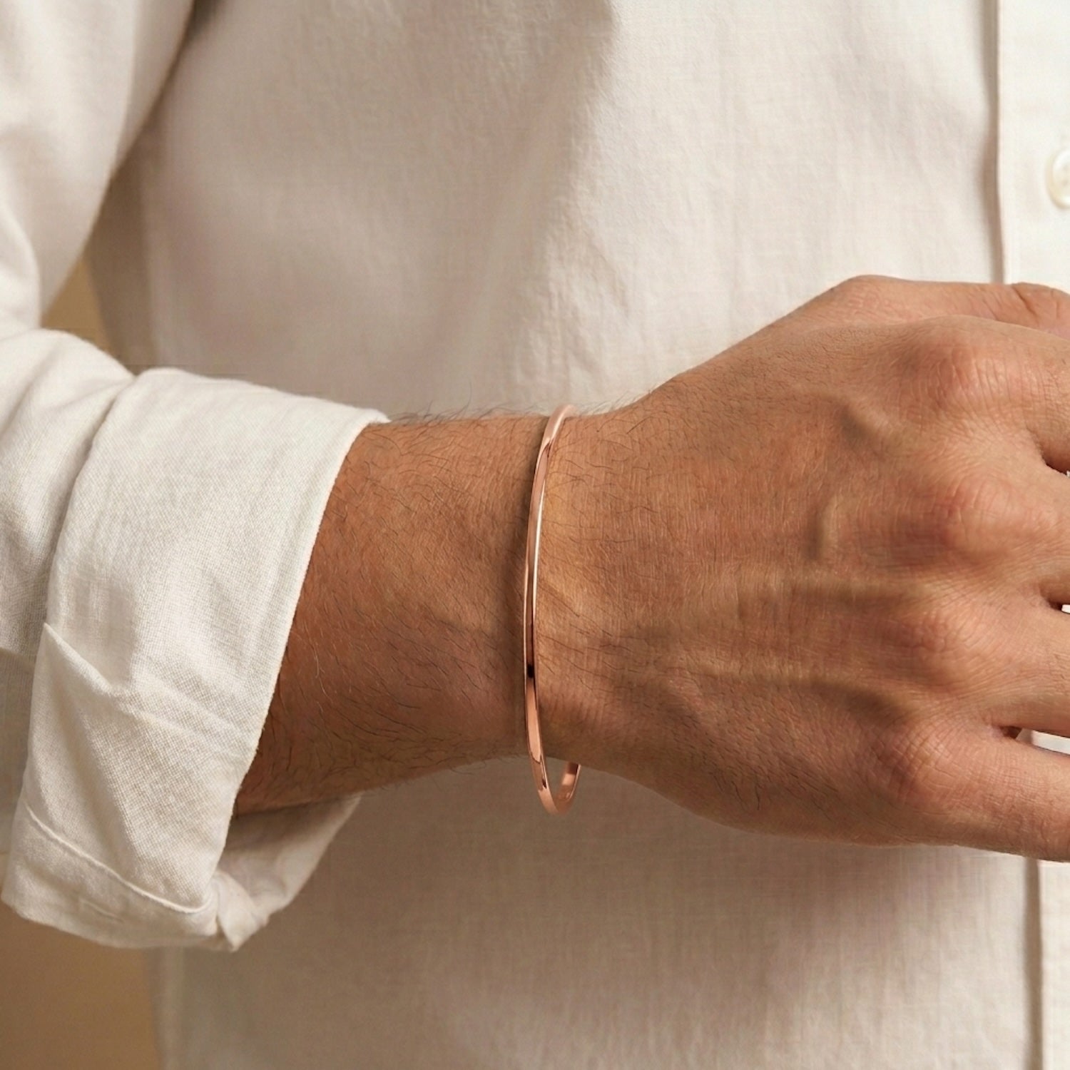 Round Curved Thin Punjabi Kada Rose Gold