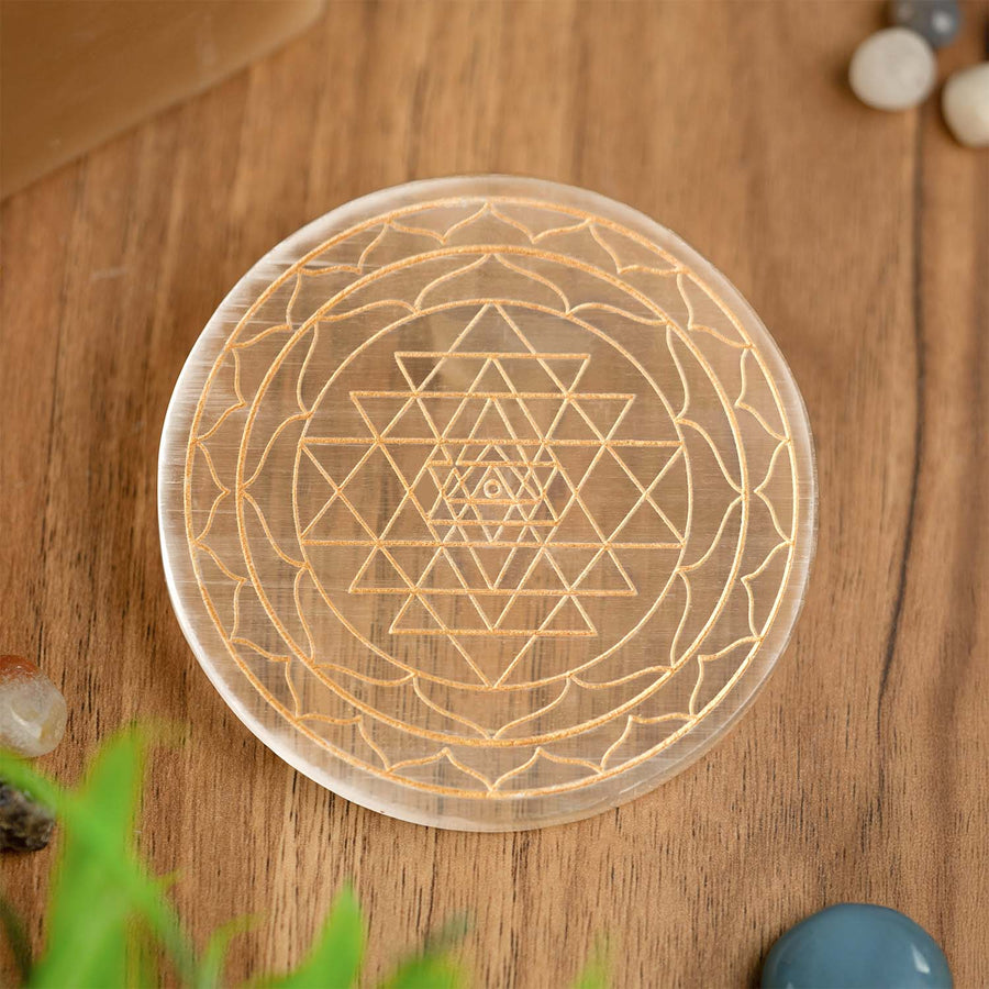 Shree Yantra Selenite Charging Plate