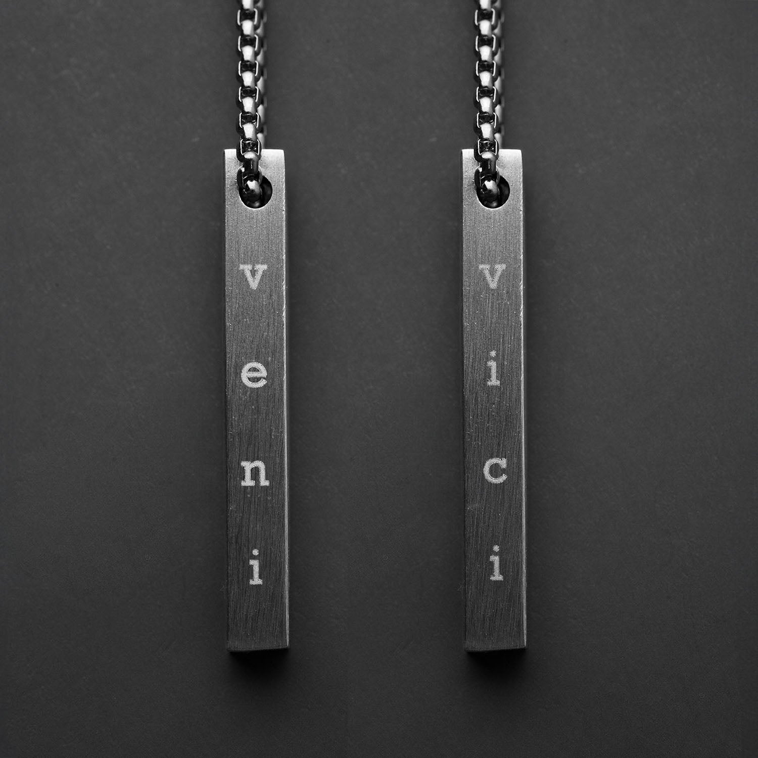 Silver Conquer Motivational Bar Necklace