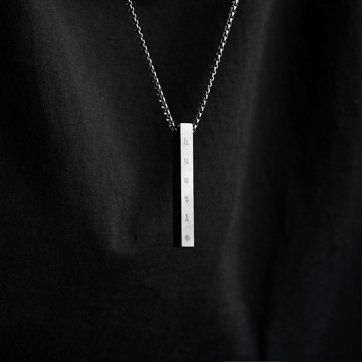 Silver Hustle Motivational Bar Necklace