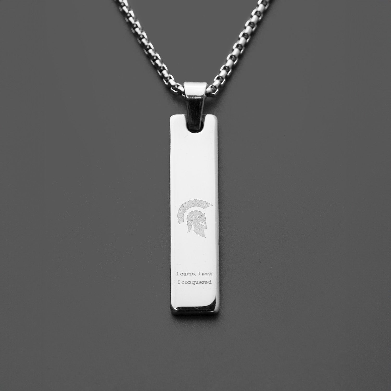 Silver Retro Combat Mini Bar Necklace