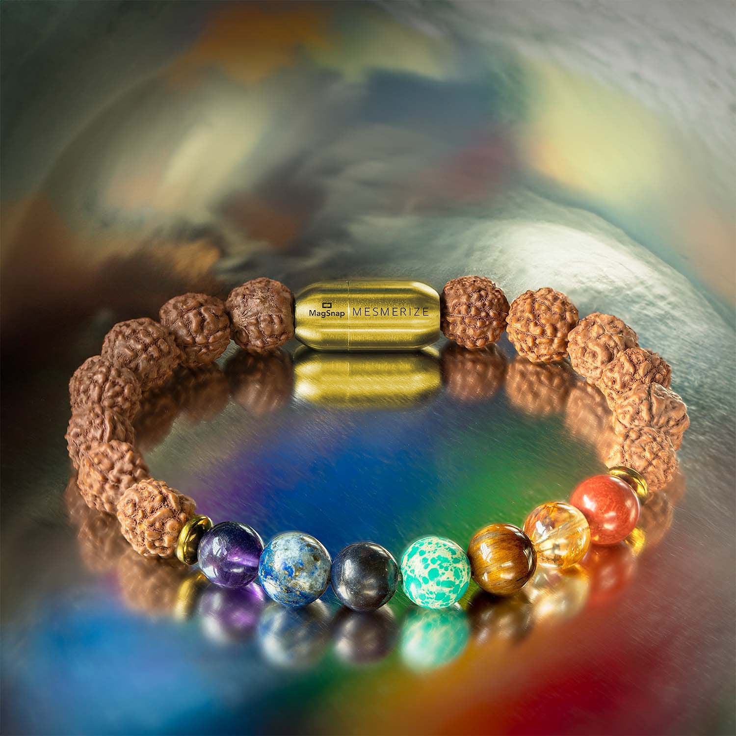 Spiritual Rudraksh 7 Chakra Bracelet With Magnsap