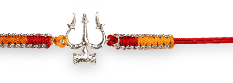 Trishul Pure Silver Plated Rakhi