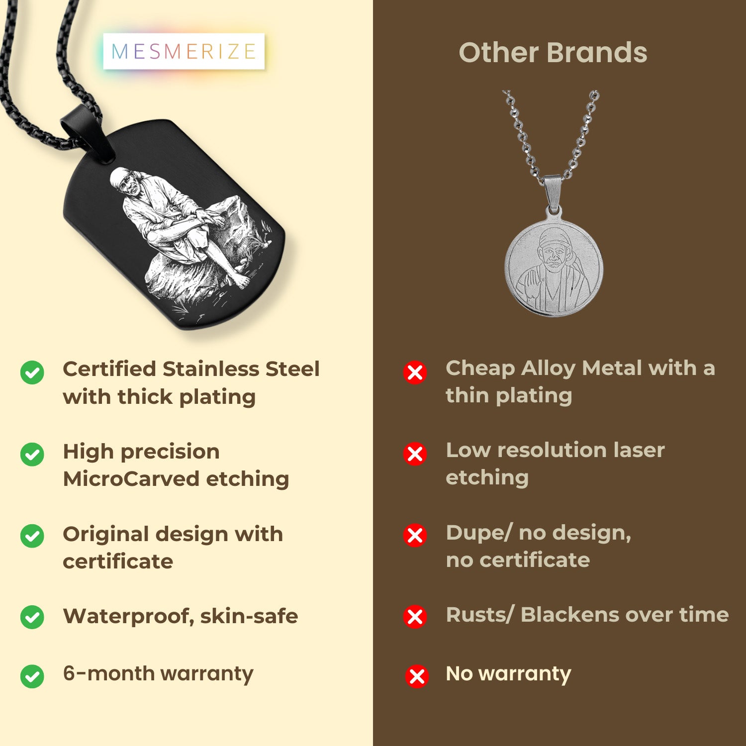 Divine Sai Baba Godform Tag Necklace Silver