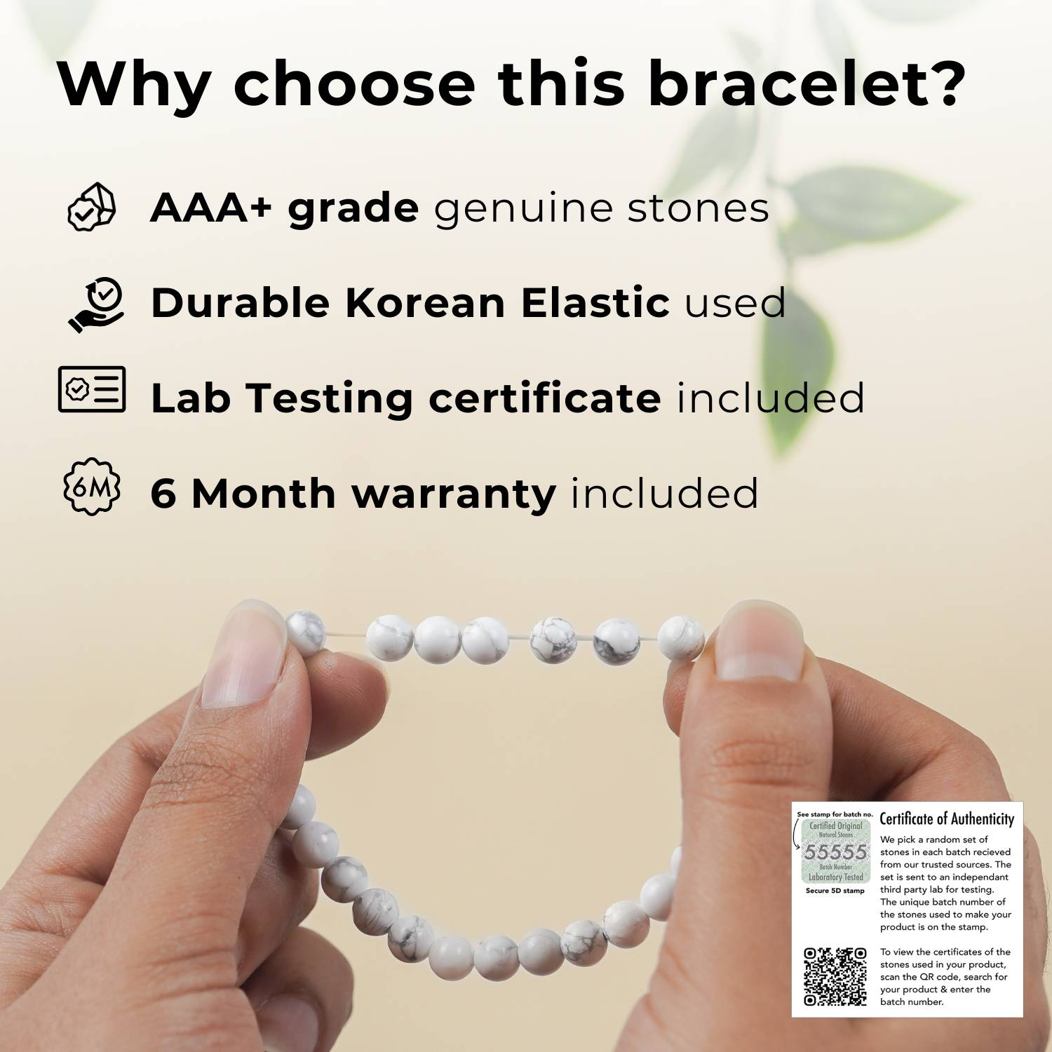 Calming Angelite Natural Stone Elastic Bracelet