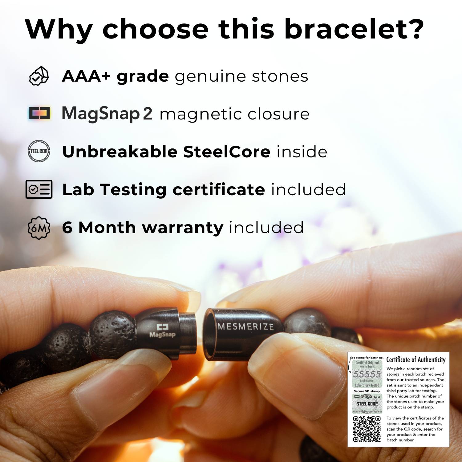 Resonant Sulemani Hakik Natural Stone Bracelet with MagSnap2