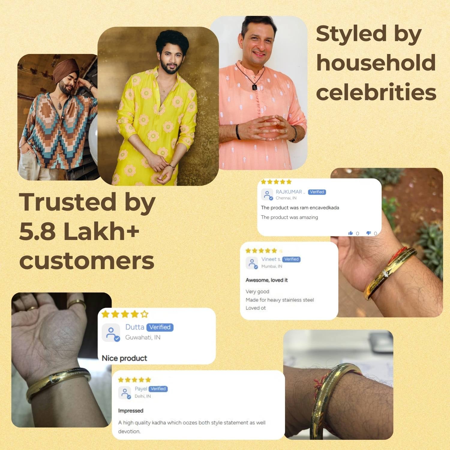 Om Namah Shivay MicroCarved Round Curved Kada Gold