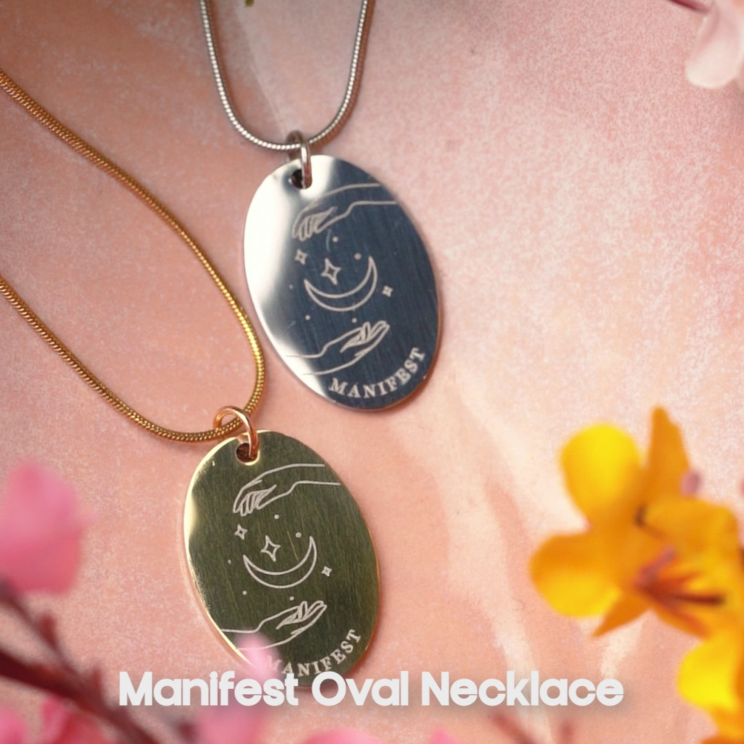 Manifest Oval Necklace Rose Gold